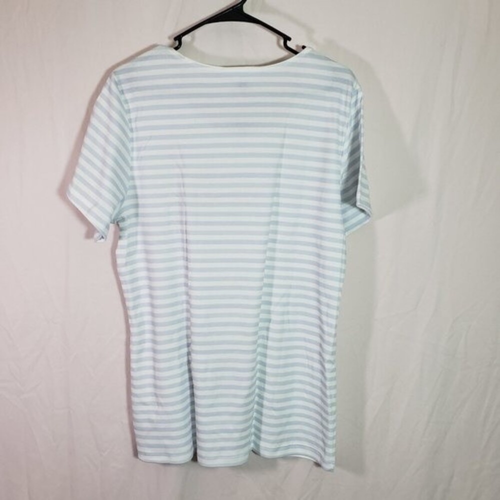 Karen Scott Striped Top Graphic Flip Flops Print Sequins Summer (AG) - Picture 8 of 8